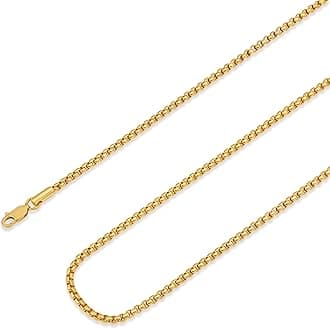 Mens Gold Chain 18K Gold Box Chain for Women with 925 Sterling Silver Lobster Clasp 2.5mm Necklace for Women Mens 18K Gold Necklace Chain 16/18/20/22/24/26/30 Inches