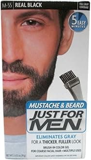 JUST FOR MEN Color Gel Mustache & Beard M-55 Real Black 1 Each (Pack of 2)