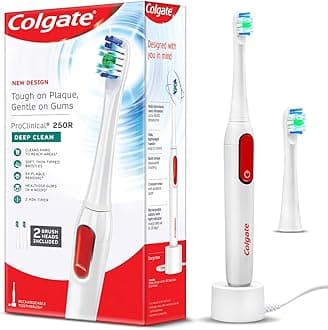 Colgate Proclinical 250R Deep Clean Rechargeable Sonic Toothbrush, Electric Toothbrush with Soft & Spiral Bristles, Healthier Gums in 4 Weeks (With Replaceable Brush Head, Charger included)