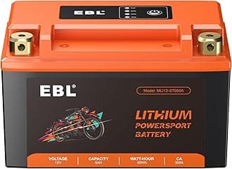 EBL Lithium YTX7A-BS, 150CCA Lithium LiFePO4 Motorcycle Battery, 12V 5Ah ATV, UTV, Jet Ski, 4 Wheeler, Quad, Riding Lawn Mower, Tractor, Scooter, PWC, Seadoo, Polaris and Generator Battery