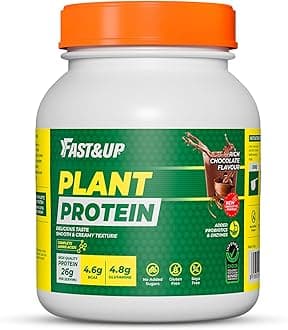 FAST&UP Plant Protein Powder with Rich Chocolate Flavour Pea Isolate & Rice Protein 26gm Protein Per Serve Complete Amino Acids with 4.6g BCAA Smooth & Tasty Green 25 Servings (Pack of 1)