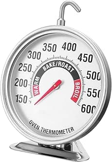 Extra Large 3" Oven Thermometer with Easy-Read Dial | 150-600°F Pro Accurate Temp Gauge for Kitchen, Baking, Grill & Meat | Hang or Stand for Gas/Electric Ovens