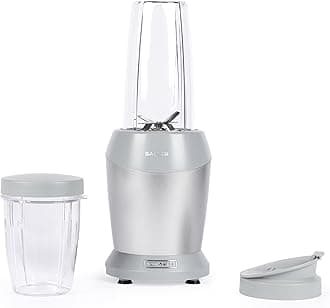Salter Aspen NutriPro Blender – Compact Personal Food Blender, Mini Smoothie Maker, 1L Blending Jug with Storage Lid, 800ml Drinking Cup, Detachable 6-Wing Blade, BPA-Free, 1000W, Silver