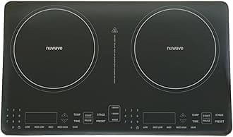 Nuwave PIC Double Portable Induction Cooktop, 900W/1500W/1800W Options, Two 8” Heating Zones, 106 Precise Temperatures from 50°F–575°F in 5°F Increments, Shatter-Resistant Ceramic Glass