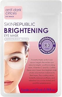 Brightening Eye Mask (3 Pairs) - Triple Action Serum with Vitamin C, Coffee Bean & Green Tea, Reduces Dark Circles, Puffiness & Fatigue, Hydrating, Smoothing & Dermatologist Tested