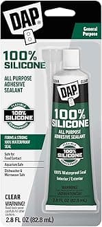 DAP All Purpose 100% Silicone Adhesive Sealant, Clear, 2.8 oz (7079800755)