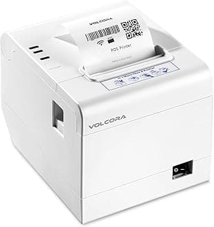 Volcora Thermal Receipt Printer, 80mm POS Printer w/Auto Cutter, USB/WiFi Interface for Windows/MAC/Linux, ESC/POS Command Support Cash Drawer, High Speed Kitchen Printer, Wall Mount (White)