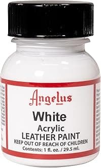 Angelus Acrylic Leather Paint, 1 Fl Oz, White - Professional Flexible, Crack, Scratch, Peel Resistant Leather Paint for Shoes, Sneakers, and Other Leather Projects