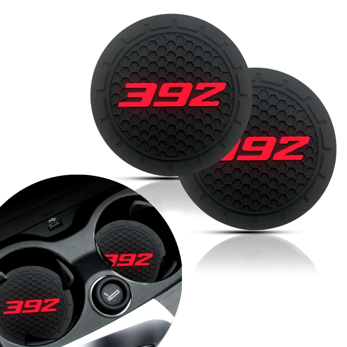 2Pcs Car Cup Holder Coaster for Dodge Challenger Durango SRT 392 Accessories Auto Anti Slip Cup Holder Insert Coaster Car Interior Accessories (392), XG392BD