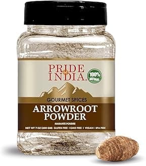 Natural Arrowroot Ground Powder – Baking & Thickening Agent – Gluten & GMO Free – Good for Sauces, Fritters & Fries – Easy to Use – 8 oz. Medium Dual Sifter Jar