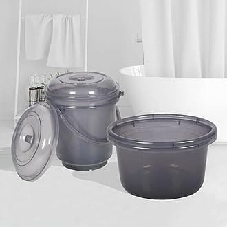 Kuber Industries Set of 4 Bathroom Combo Set | Bathroom Set | 2 Piece Tub-25 L & 2 Piece Bucket-13 L Bathing Set | Modern Bathroom Accessories Set | Transparent Gray