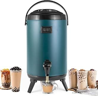 Hot Beverage Dispenser, Stainless Steel Insulated Beverage Dispenser Cold and Hot Drink dispenser with Thermometer– 8 Liters Water Dispenser with Spigot (12L, Green)