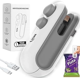 Seznik Sealing Machine for Food Packets - Portable Handheld Sealing for Food Packets, Snacks, Chips, Fresh Storage - Mini Sealing Machine, 1 YEAR Warranty (White)
