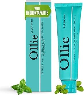 Ollie Clean Mint Nano Hydroxyapatite Toothpaste for Teeth Whitening, 10% Hydroxyapatite Formula, 4oz