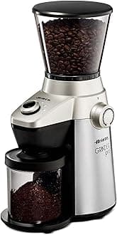 Conical Burr Electric Coffee Grinder - Ultra Fine Grind With Adjustable Cup Size - Perfect For Espresso, Drip, Pour Over and French Press Coffee - Heavy Duty Stainless Steel ART3017 Metallic
