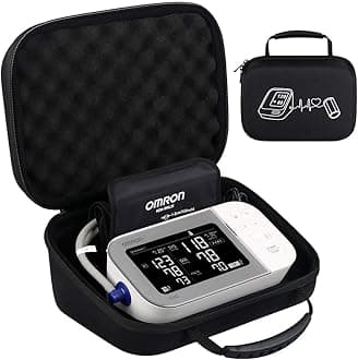 Hard Carrying Case for OMRON Platinum BP5465 BP5450 / OMRON Gold BP5360 BP5350 Upper Arm Blood Pressure Monitor, Extra Room fits Upper Arm Cuff and AC Adapter, Black+Black (NOT for BP7450)
