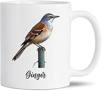 Novelty Mockingbird Mugs, Personalized White Coffee Mug Gifts For Mockingbird Lovers, Bird Watching Travel Cups, Custom Name Mockingbirds Ceramic Mug For Birthday Christmas, Bird Themed Cup 11Oz 15Oz