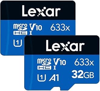 32GB (2-Pack) High-Performance 633x micro SD Card w/ SD Adapter, UHS-I, C10, U1, A1, Full HD, 4K, Up To 100MB/s Read Memory Card, for Smartphones, Tablets, and Action Cameras (LMS0633032G-B2ANU)