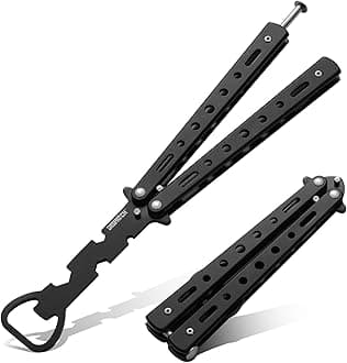 Practice Training Knife Trainer Knives, Stainless Steel Blackened Dull Blade with Notch, Practice Training Tool for Men Women