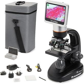44347 TetraView LCD Digital Touchscreen Microscope, 40x-400x Magnification, Black/Silver