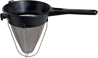 Matfer Bourgeat Professional Bouillon Strainer/Chinois with Exoglass Handle and Fine Steel Mesh Sieve