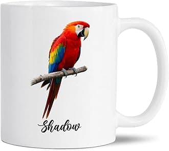 Personalized Colorful Macaw Coffee Mug, Macaw Mug Gifts For Bird Lovers Mom Dad, Customized Name Macaws White Ceramic Cup 11Oz 15Oz, Parrot Bird Travel Mugs, Ornithologist Gift, Macaws Lover Cup