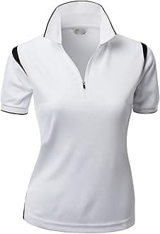 Women's Coolmax 2 Tone Collar Zipup Polo T-Shirt