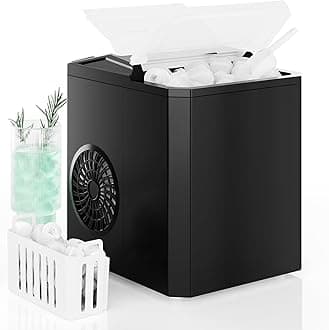 DUMOS Countertop Ice Maker, Portable 1.5L Ice Machine with Self-Cleaning, 26.5lbs/24H Fast Ice Making, 9 Bullet Ice Cubes in 6 Mins, 2 Size Options, Quiet Compact Ice Maker, Black