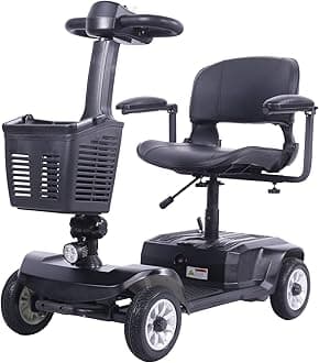 COOLBABY 4 Wheels Electric Folding Mobility Scooter Portable Electric Wheelchair Scooter for Adult And Elderly SILVER