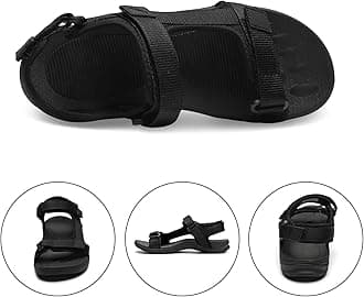 MEGNYA Walking Summer Sandals for Women, Outside Camping Adjustable Sport Sandals Balck Size 8