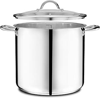 Deluxe 20-Quart Stainless Steel Stockpot w/Tempered Glass See-Through Lid - Simmering Delicious Soups Stews & Induction Cooking - Exceptional Heat Distribution - Heavy-Duty & Food-Grade