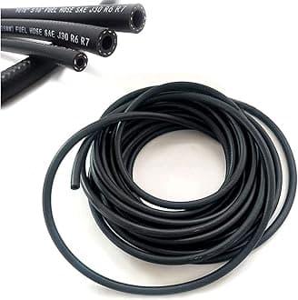 Universal Fuel Pipe LINE Rubber Reinforced for Fuel Hose Engine UNLEADED Petrol Diesel Oil (6.0MM X 12.0MM, 0.5 Meter)