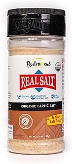 Redmond Real Sea Salt - Natural Unrefined Organic Gluten Free, Garlic 8 Ounce Shaker