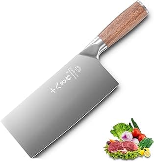7 Inches Stainless Steel Meat and Vegetable Cleaver Knife with Ergonomic and Sturdy Wooden Handle