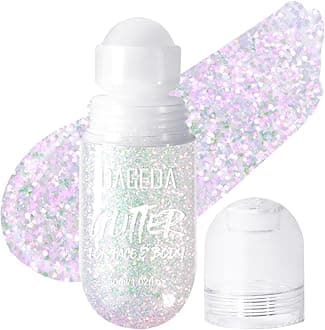 Body Glitter Gel, Roll-on Face Glitter for Mermaid Makeup Festival Rave Accessories, Holographic Hair Glitter Gel,Body Shimmer Halloween Makeup for Rave Party (Sparkling Pink)
