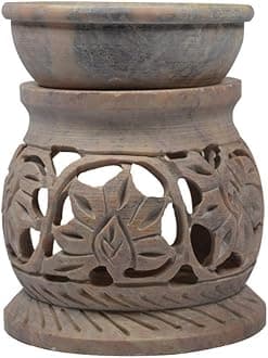 Handcrafted Soapstone Aroma Burner, Oil Diffuser.And 1 Tea Light Candle.