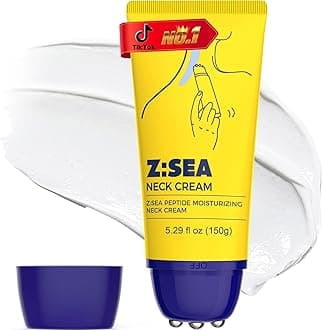 Z:SEA Neck Firming Cream with Roller, Tightening and Lifting Neck & Chest Cream for Crepey Skin, Anti Aging Wrinkle Moisturizer, 5.29 Oz