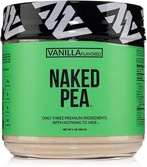 NAKED Vanilla Pea Protein Isolate from North American Farms, Only 3 Ingredients, Vanilla Vegan Protein, NSF Certified, Gluten-Free, Soy Free, GMO Free - 1LB