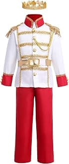 Boys Prince Charming Costume - Kids Medieval Royal King Outfit for Halloween Cosplay Dress Up