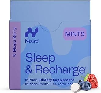 Neuro Sleep & Recharge Meltaway Mints - Sleep Aid for Adults with Melatonin 1mg, Chamomile & Elderberry - Travel Essentials for Nighttime Relaxation & Healthy Rest Cycle - Mixed Berry (144 ct)