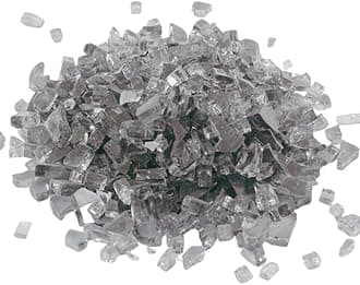 R H LIFESTYLE Crushed Glass/Fire Pits for Resin Art High Luster Fire Glass Used Specially for Resin Art/Geode Art Fire Pit Crafts (Grey 6mm, 400G)