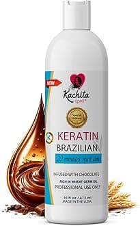 Brazilian Keratin Hair Straightening Treatment, Lasts Up to 18 Weeks, Keratin Chocolate & Argan Oil Complex, Queratina para Alisar el Cabello, Home & Professional Use, 16 fl oz