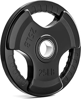 LIONSCOOL 2-Inch Rubber Coated Olympic Grip Plate in Pairs or Single for Strength Training, Weightlifting and Bodybuilding, Solid Cast Iron Weight Plates for Barbell, 2.5-45LBS, One Year Warranty