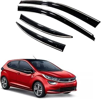 Premium Chromeline & Silverline Unbreakable Car Rear Window Wind Deflectors & Side Door Visor Rain Guard Compatible with (Tata Altroz (2020 Onwards))