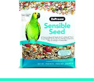 Sensible Seed Bird Food, Amazon, Cockatoo, Macaw, Bird Seed and Pellets Blend, ZuPreem Feed Mixer Topper, Enriching Variety, Made in USA, Macaw Food, (Large, 2 lb bag)