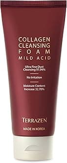 Korean Face Wash Mild Acid Cleanser with Collagen - 140ml Foaming Facial Deep Cleansing Mousse for Dry & Sensitive Skin - Gentle, Natural, Organic Skincare
