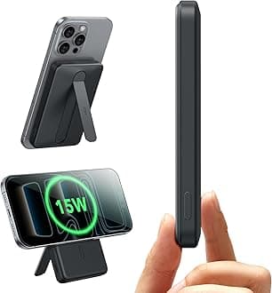 ESR MagSafe Power Bank Foldable 5000mAh 15W Rapid Charge Portable Charger 0.60 Inch Ultra Mini Power Bank for iPhone 17/16/15/14/13/12 Series, MagSafe Charger with USB-C Cable for Google Pixel 10, Black