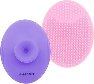 HieerBusFacial Cleansing Brush,Soft Silicone Face Scrubber,Facial Exfoliation Scrub for Massage Pore Cleansing Blackhead Removing Deep Scrubbing for All Kinds of Skins (2ed-Pink+Purple)