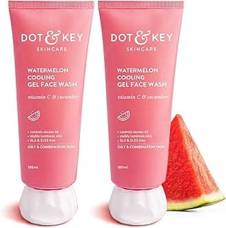 Dot & Key Watermelon Super Glow Gel Face Wash with Vitamin C & Cucumber | Face Wash for Glowing Skin, Pigmentation and Dark Spot Reduction Normal, Combination & Oily Skin (200ml) | Pack of 2