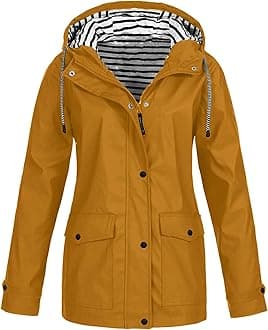 BOTCAM Women's Rain Jacket Large Sizes Waterproof: Windbreaker with Striped Lining Hood Thin Transition Jacket Windproof Plain Functional Outdoor Jacket S - 5XL